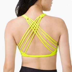Lululemon Free To Be Strappy Neon Yellow Sports Bra Size 10 Nwot
